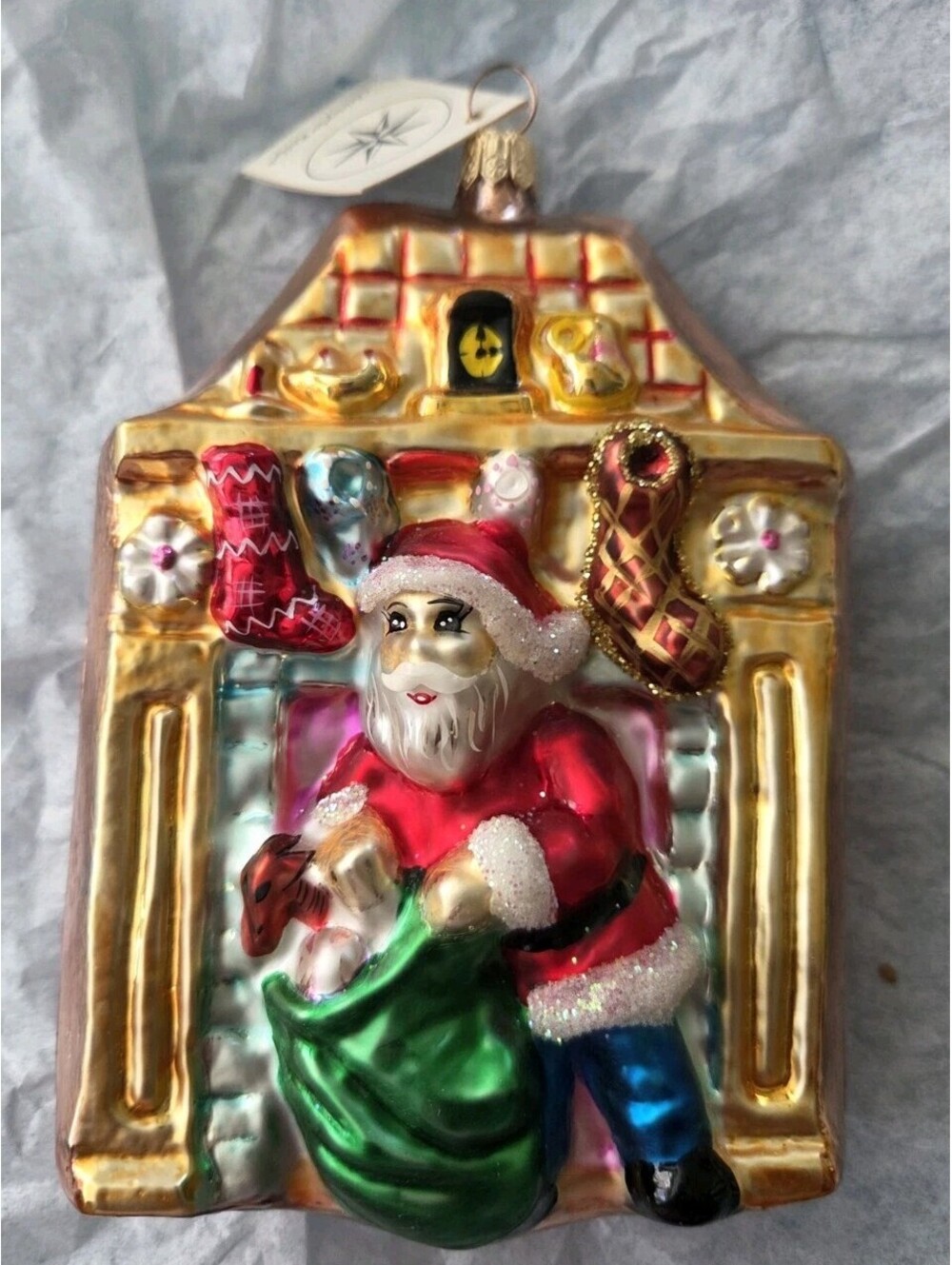 Christopher Radko 1996 Santa's Mantle Return Engagement Glass Ornament, 6", Mint